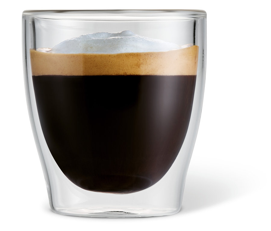 Espresso v 2 dvojstenných pohároch.
