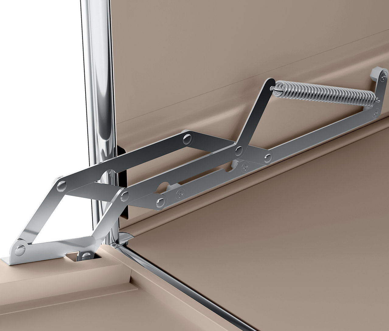 Detail mechanizmu závesu výklopnej postele