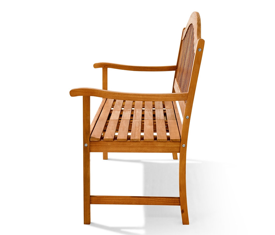 Bočný pohľad na záhradnú lavicu, 3-miestnu.