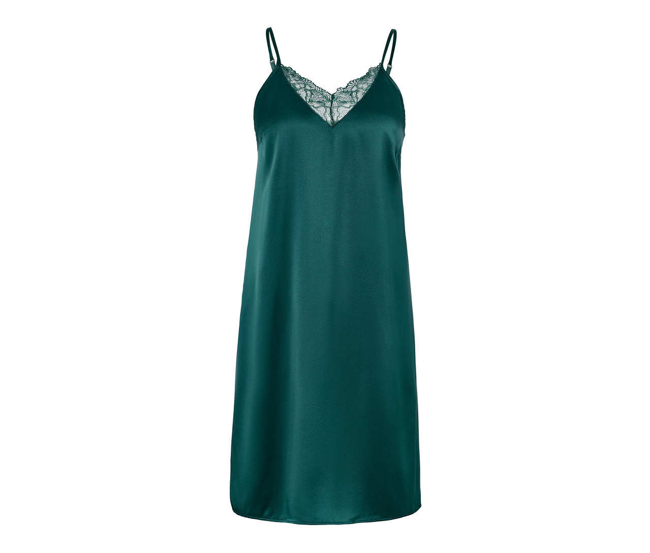 Zelené negližé z čistého hodvábu s čipkou.