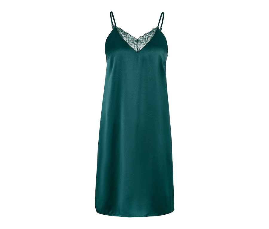 Zelené negližé z čistého hodvábu s čipkou.