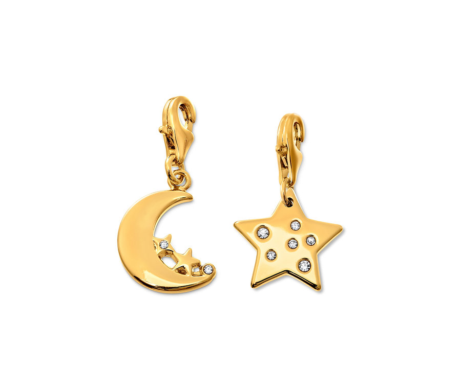 Zlatá súprava príveskov Moon and Stars so zirkónmi.