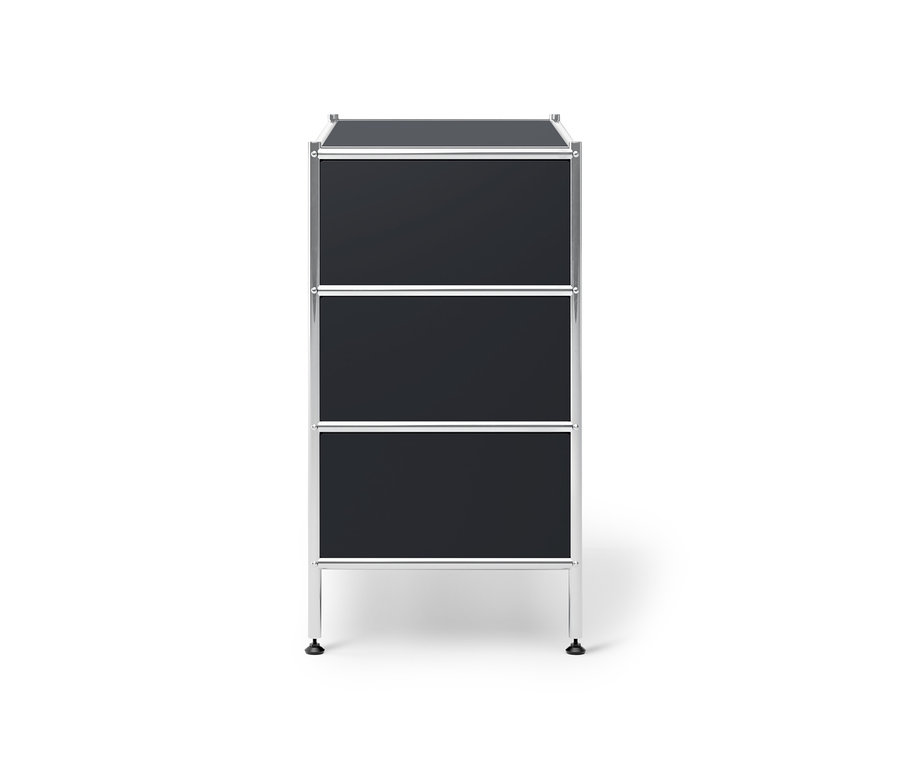 Čierna kovová komoda »CN3« s 3 zásuvkami.