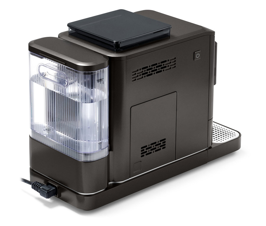 Detail kávovaru »Esperto 2 Milk« Granite Black s priehľadnou nádržkou na vodu.