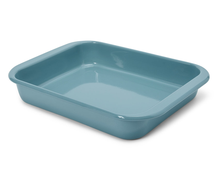 Svetlomodrý obdĺžnikový pekáč.