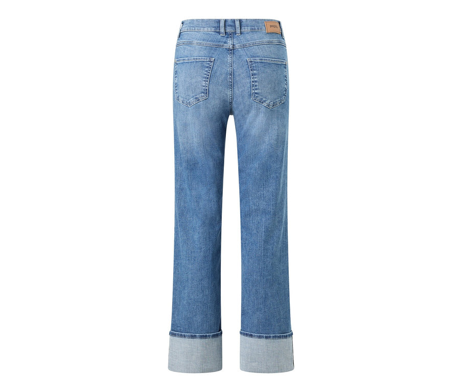 Zadný pohľad na Angels džínsy »Lara« rovný strih Turn Up svetlomodrej farby.