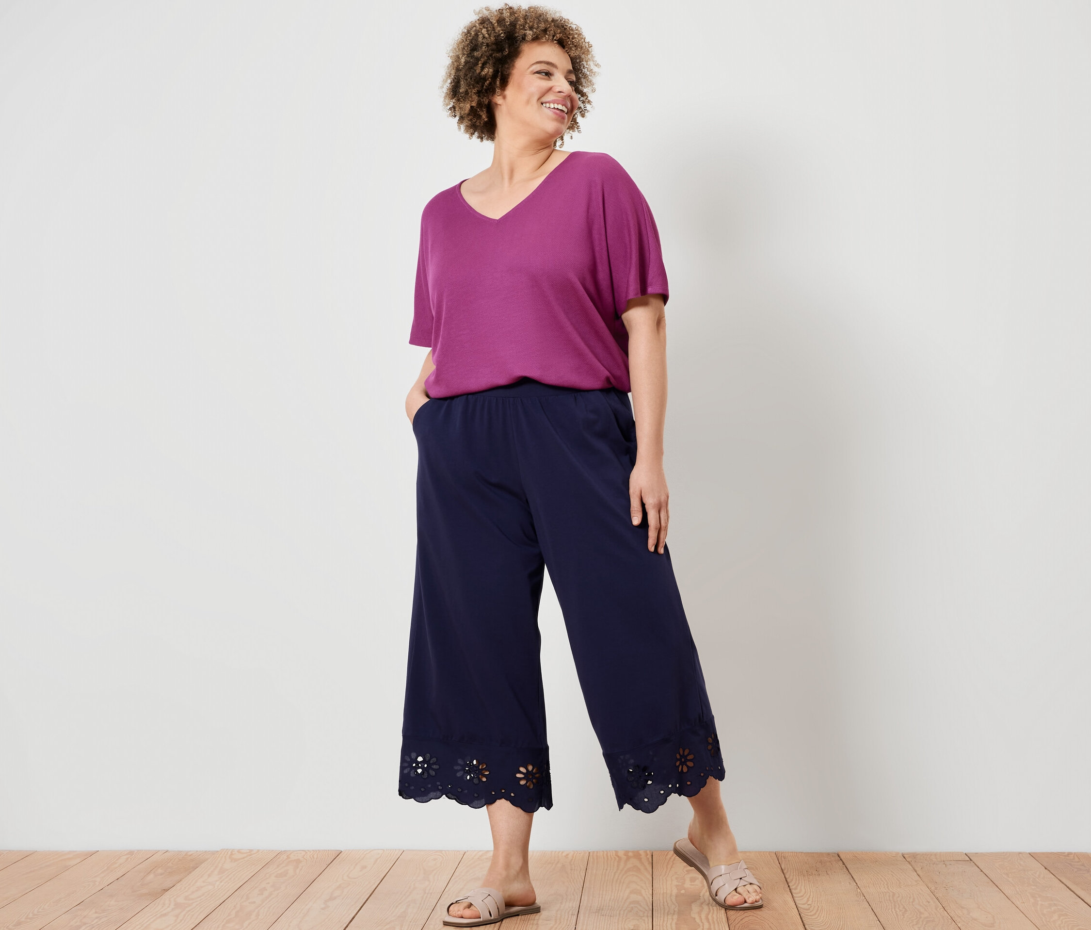 Tchibo - Nohavice culottes s výšivkou