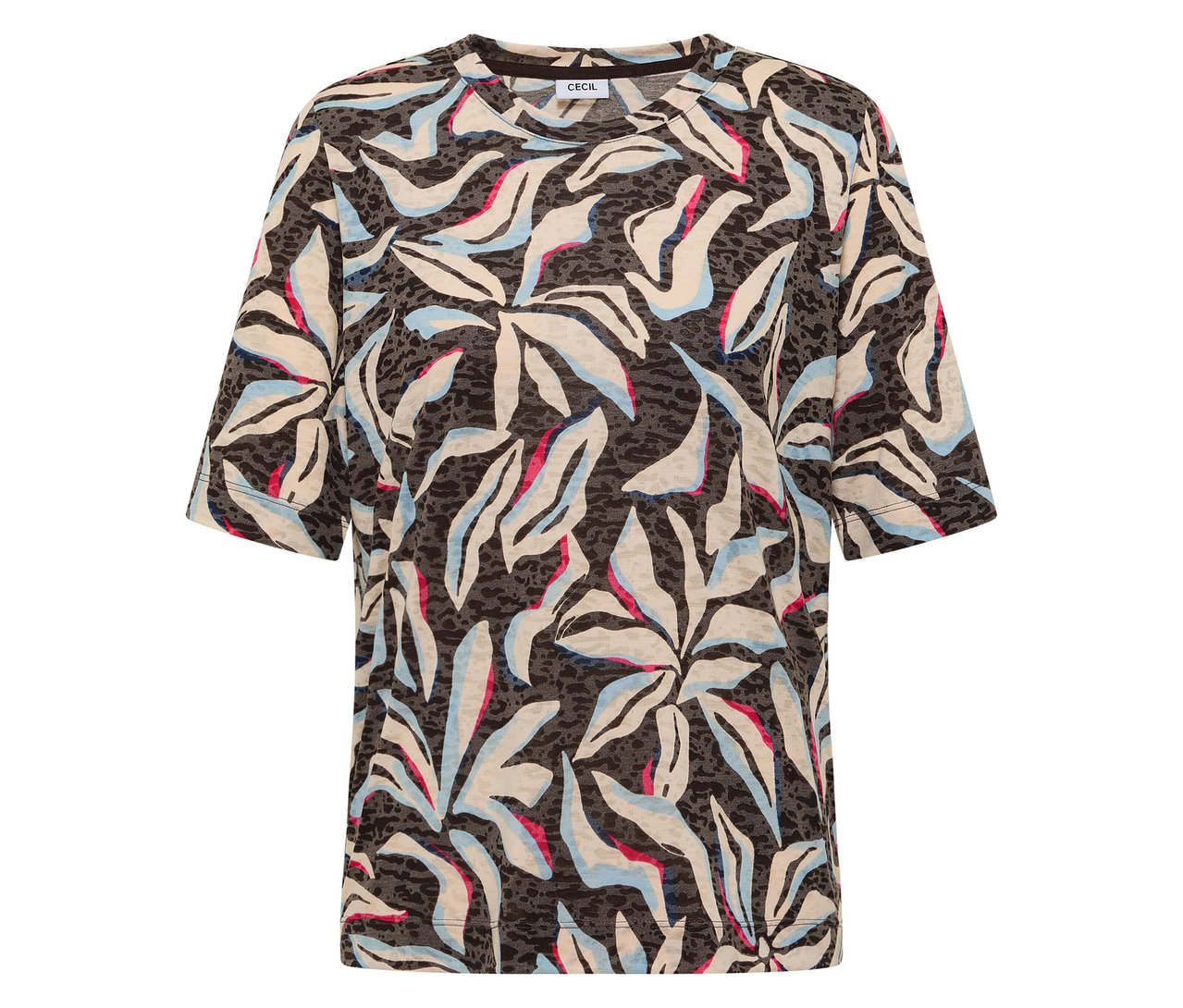 Modré tričko s krátkym rukávom CECIL so vzorom.