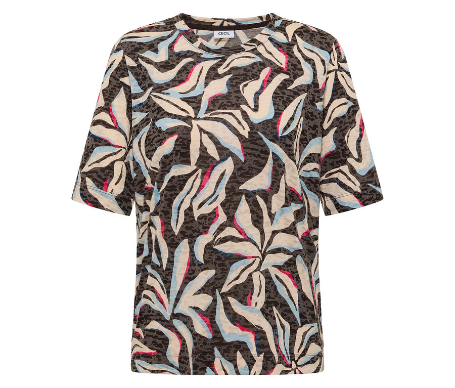 Modré tričko s krátkym rukávom CECIL so vzorom.