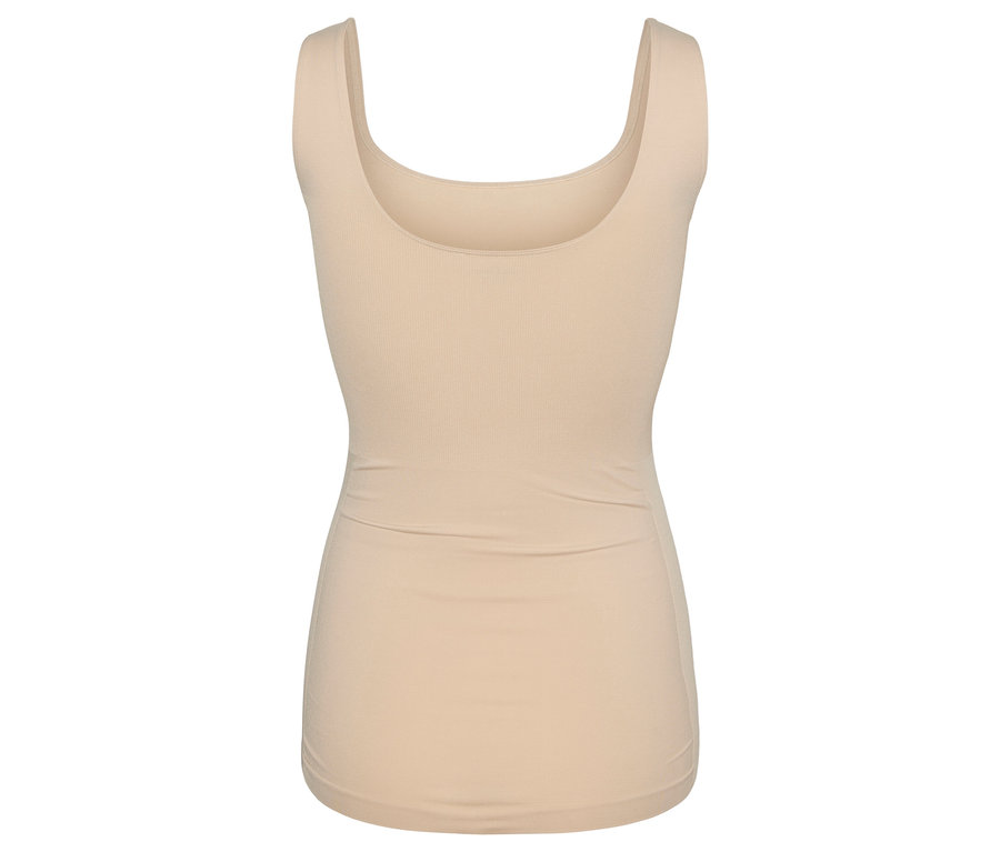 Jeden béžový top MAMALICIOUS MLHEAL TANK TOP NOOS A. leží na bielom pozadí.