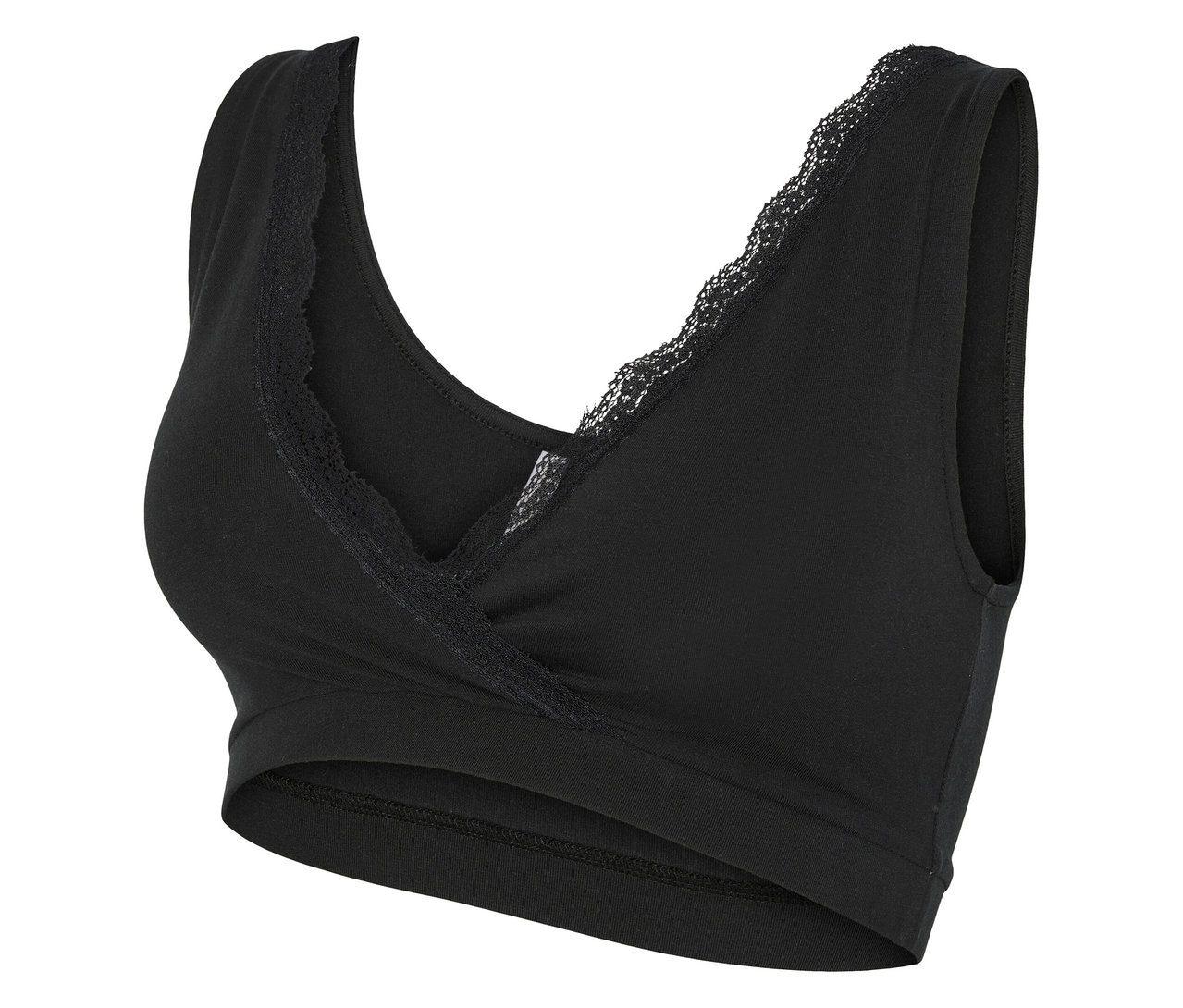 Čierna podprsenka MAMALICIOUSMLHELENA CROSSY LACE BRA 2F 2-P NOOS s čipkou.