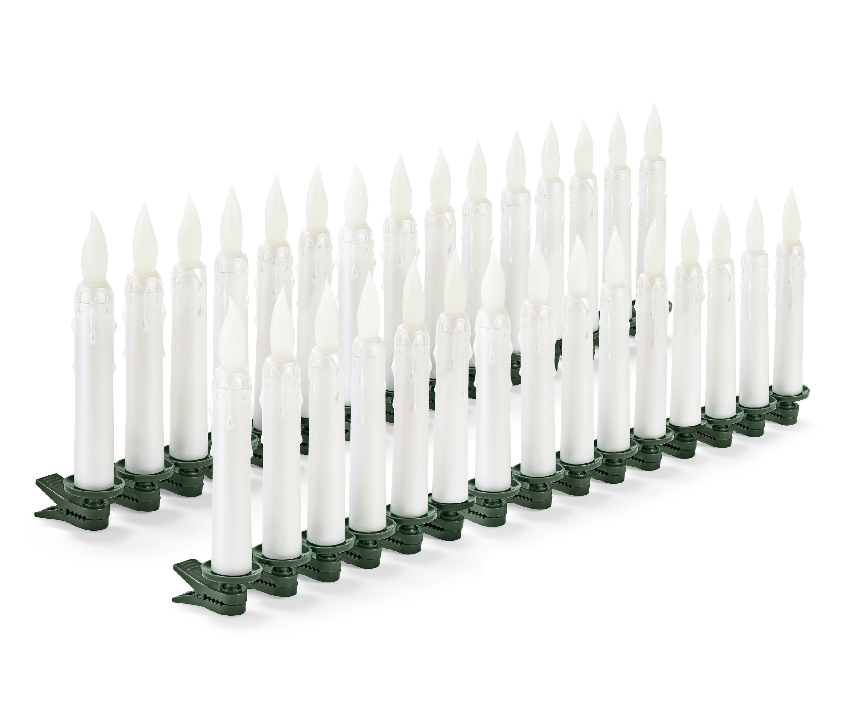 Sviečky s LED na vianočný stromček, 30 ks, bielej farby s klipom.