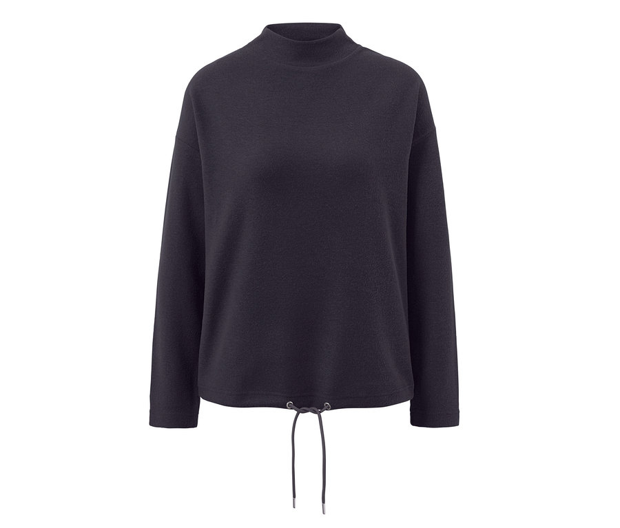 Tmavomodrá mikina so stojačikom.