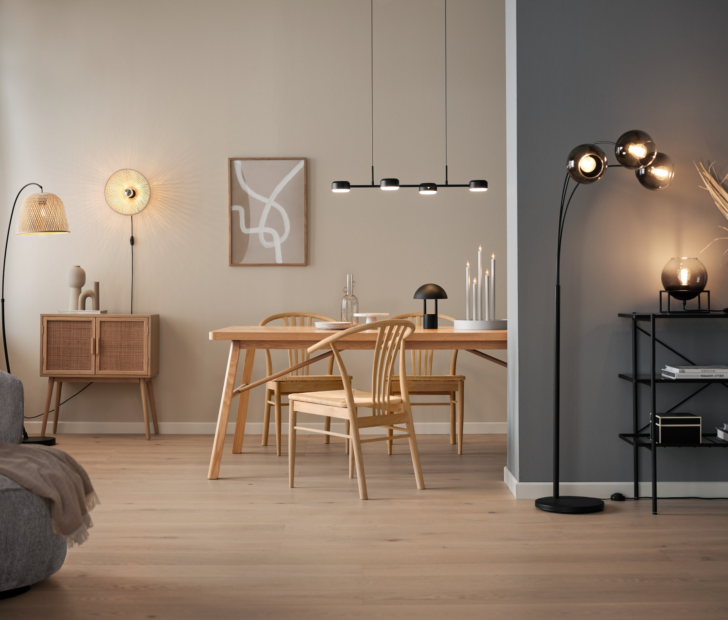 Tchibo - Nástenná lampa s bambusovým tienidlom