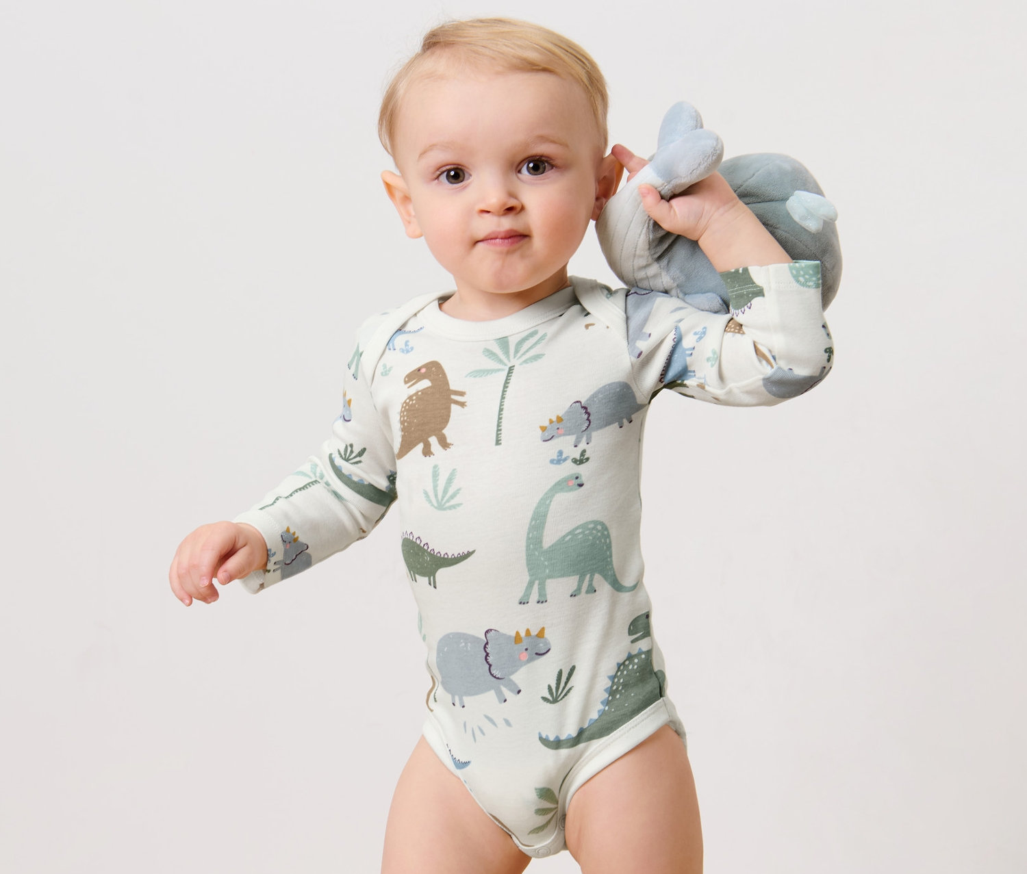 Tchibo - Body s dlhým rukávom, 3 ks, dinosaurus