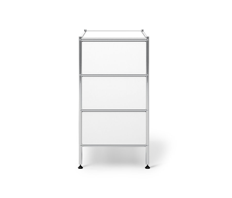 Biela kovová komoda »CN3« s 3 zásuvkami.