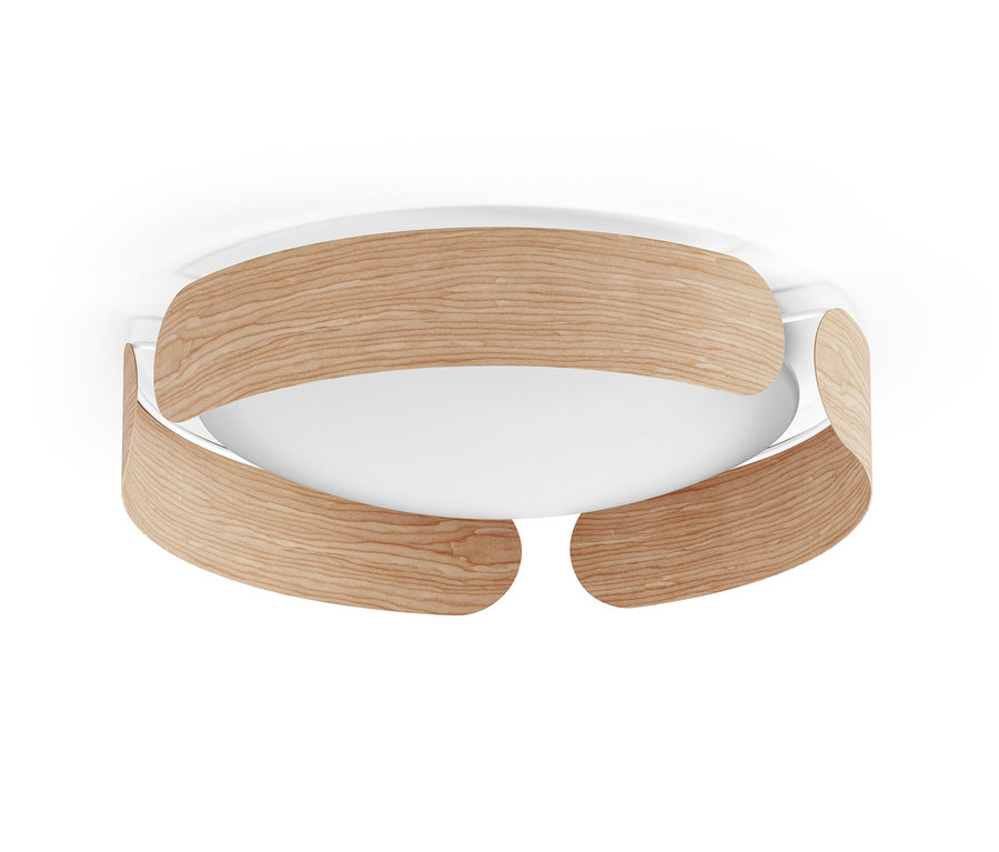 Drevené stropné LED svietidlo.