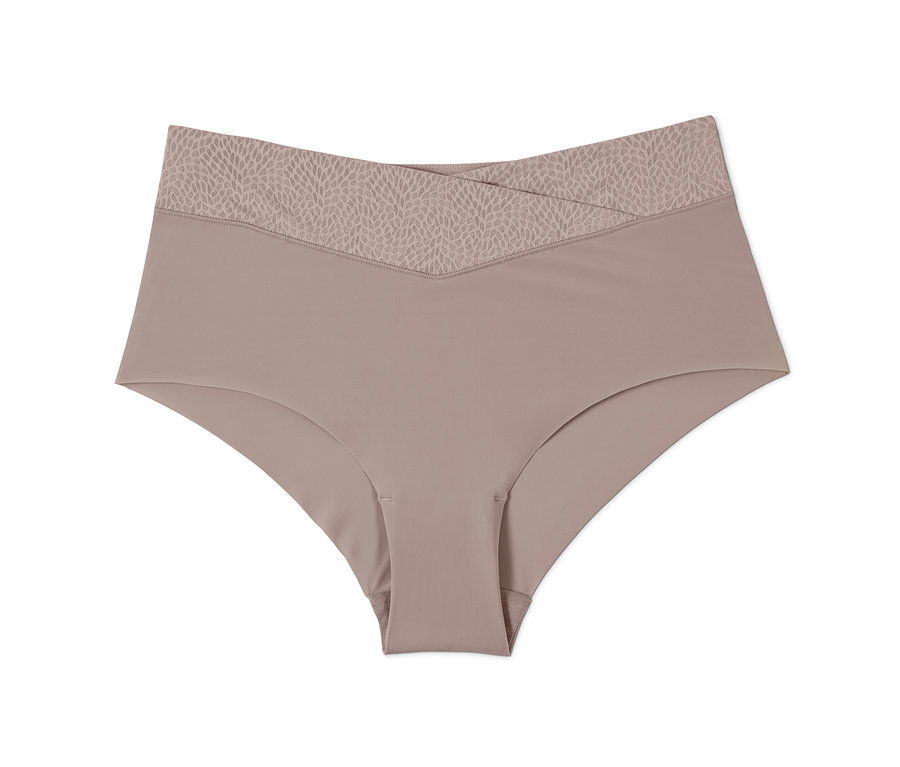 Béžové nohavičky s vysokým pásom.