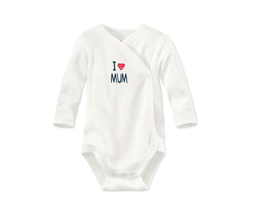 Biele body s dlhým rukávom z biobavlny s nápisom "I ❤️ MUM".