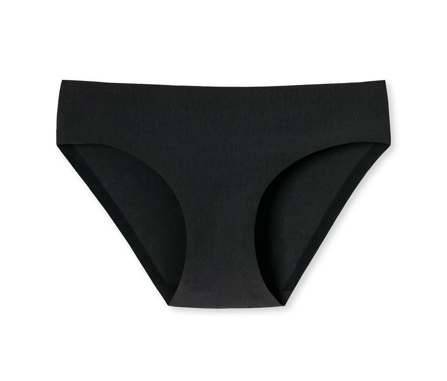 Čierne nohavičky SCHIESSER invisible Rio-Slip s bavlnou na bielom pozadí.