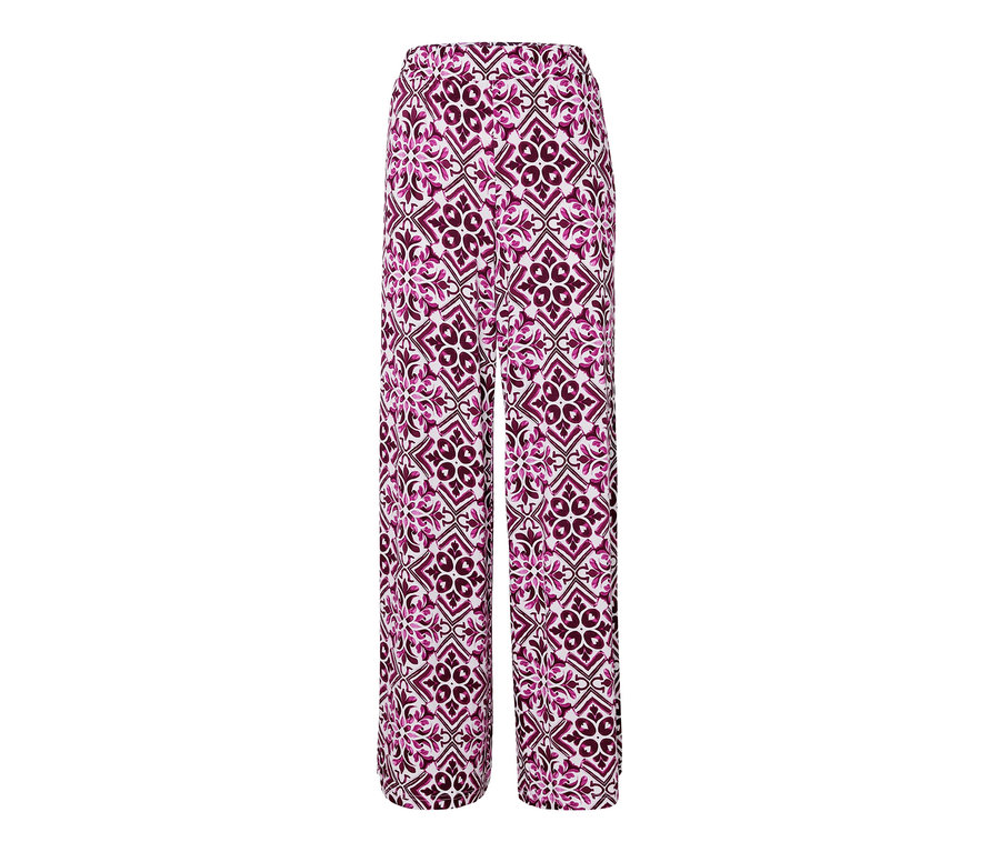 Nohavice v štýle palazzo s potlačou, bordové.