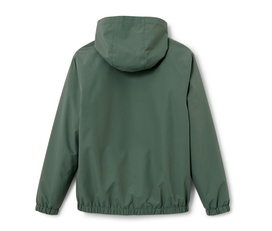 Zelená detská športová funkčná bunda zozadu.