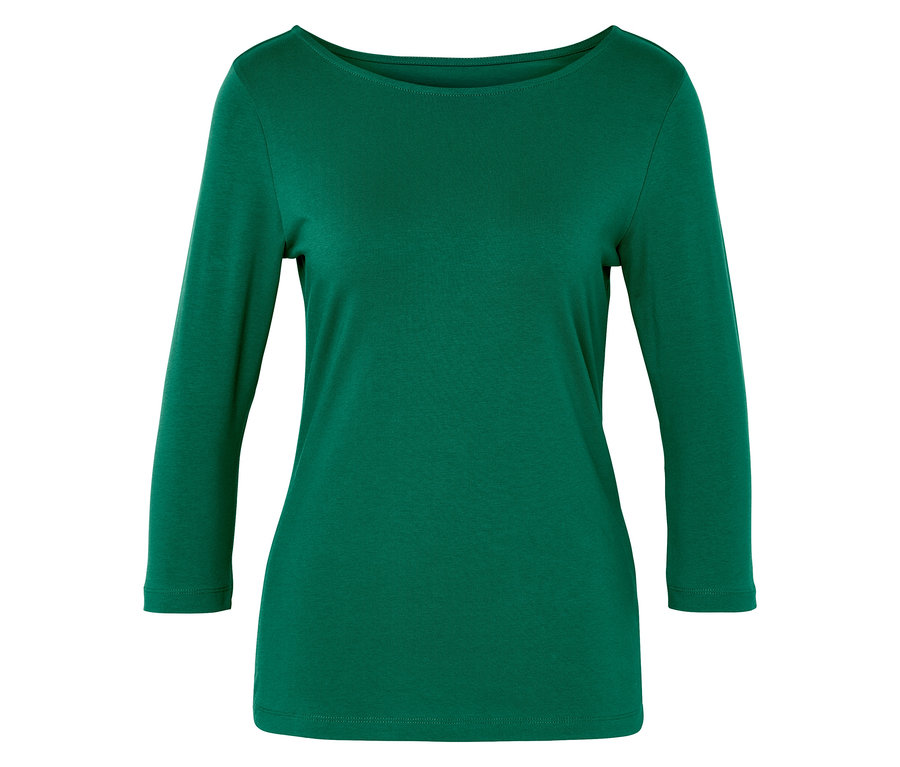 Zelené tričko s trojštvrťovým rukávom.