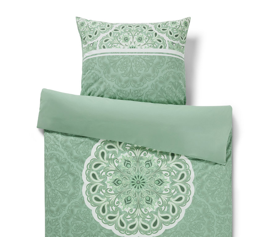 Zelené obliečky Renforcé s mandalou v dvojlôžkovej, štandardnej a nadmernej veľkosti.
