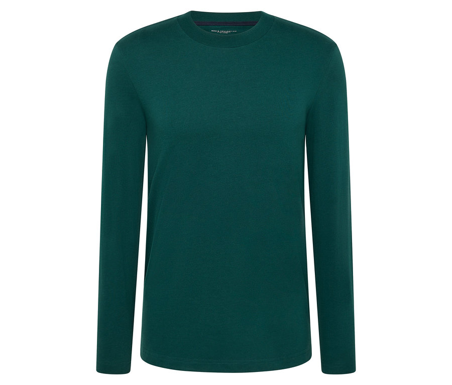 Zelené tričko s dlhým rukávom na bielom pozadí.