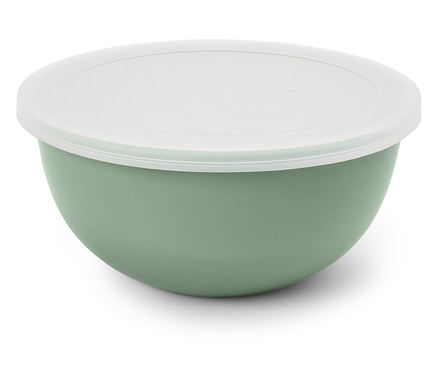 Smaltovaná misa s vekom na servírovanie a prípravu pokrmov