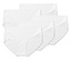 Päť kusov bielych dámskych nohavičiek leží na sebe.