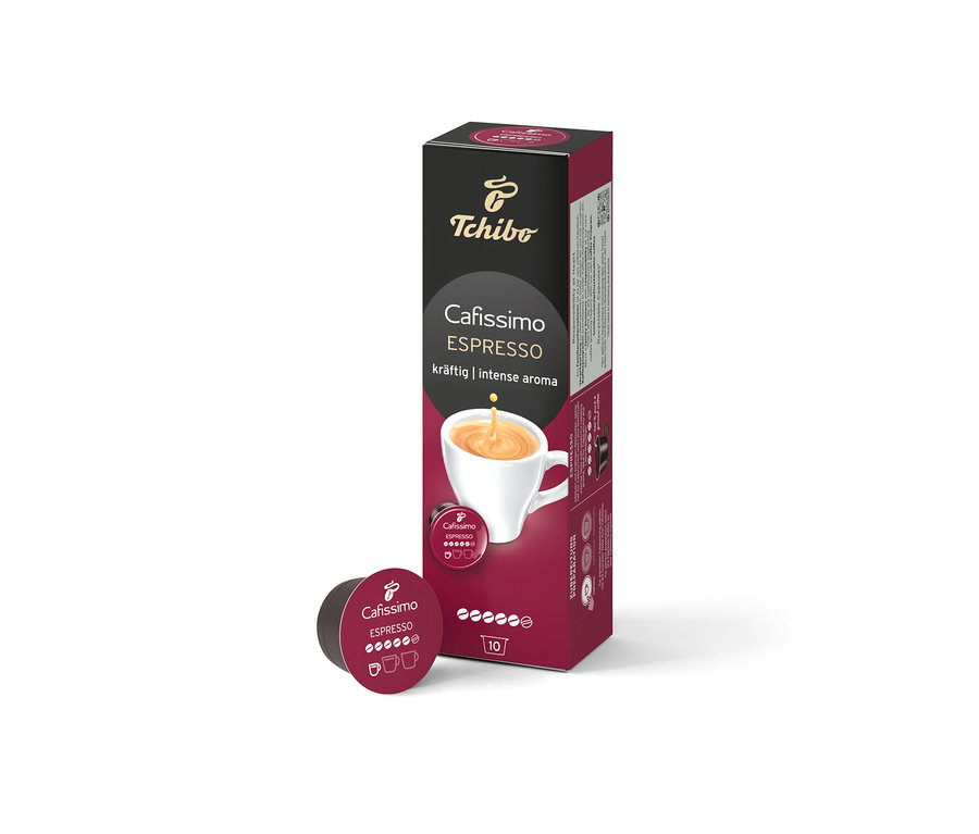Balenie Cafissimo Best of Cafissimo 30 kapsúl stojí vedľa jednej kapsuly.