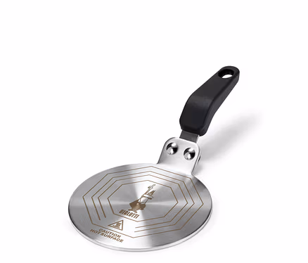 Adaptérová podložka na indukciu »Bialetti«, 13 cm, s čiernou rukoväťou.
