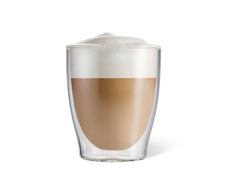 Káva s penou v dvojstennej šálke na caffè crema.