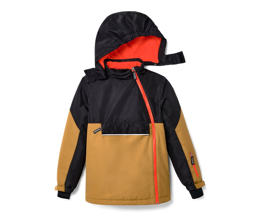 Čierno-hnedá detská snowboardová bunda.