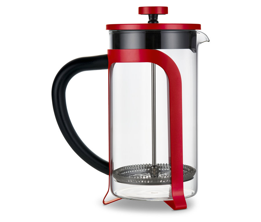 Červená kanvica french press 800 ml, 6 šálok.