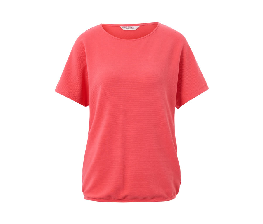 Koralové blúzkové tričko s krátkymi rukávmi.