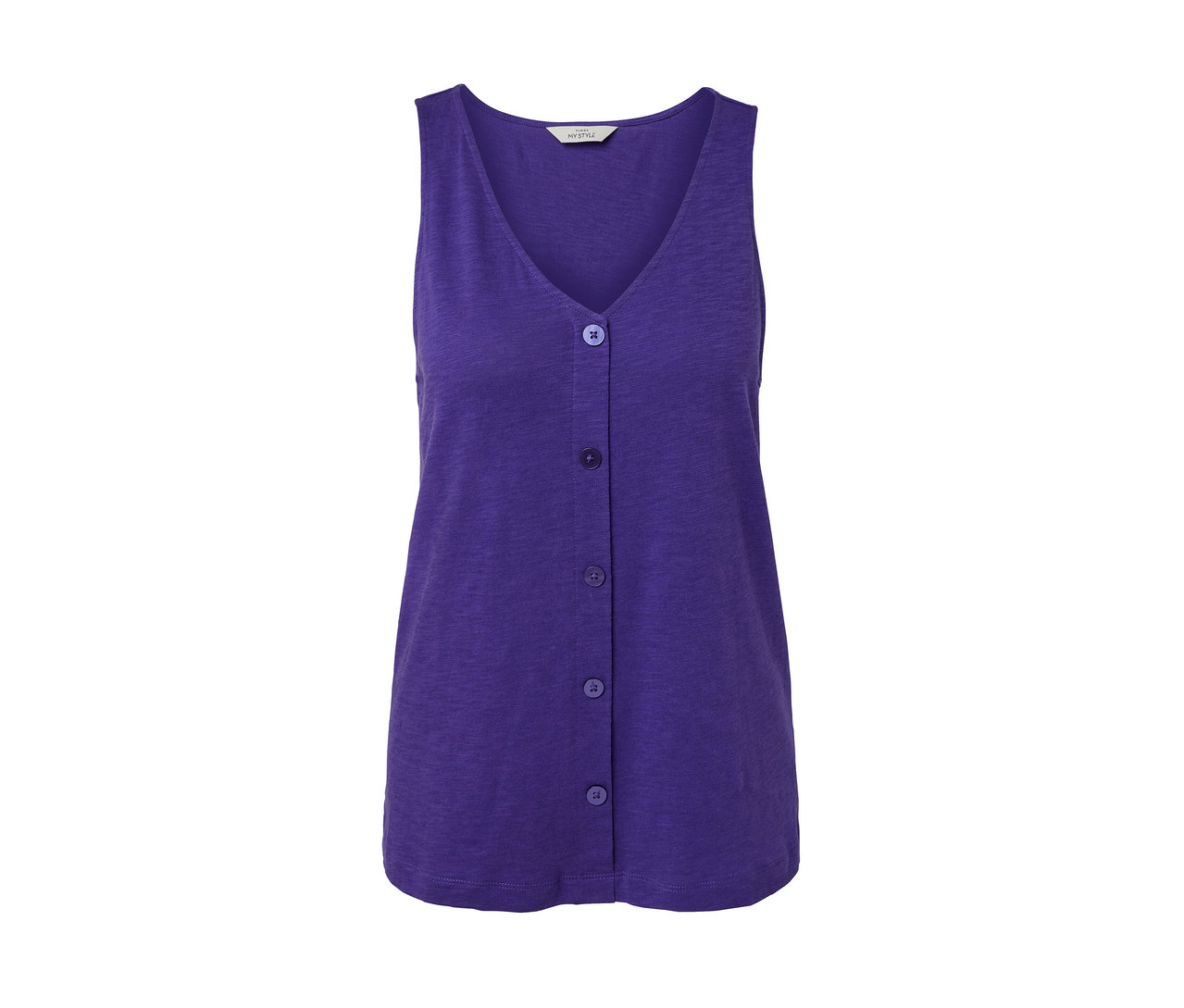 Fialový top z modalovej zmesi s gombíkmi.