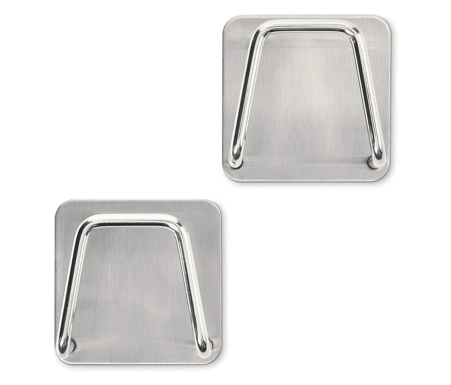 Dva držiaky na hubky z nehrdzavejúcej ocele.