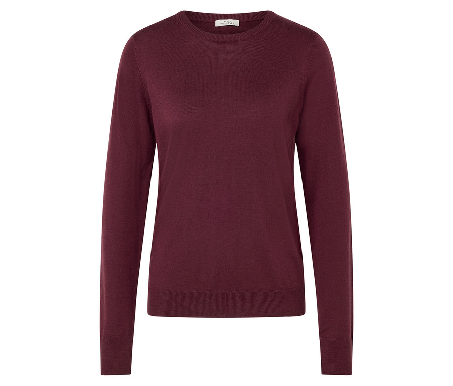 Tmavočervený pulóver z jemného úpletu s merino vlnou.