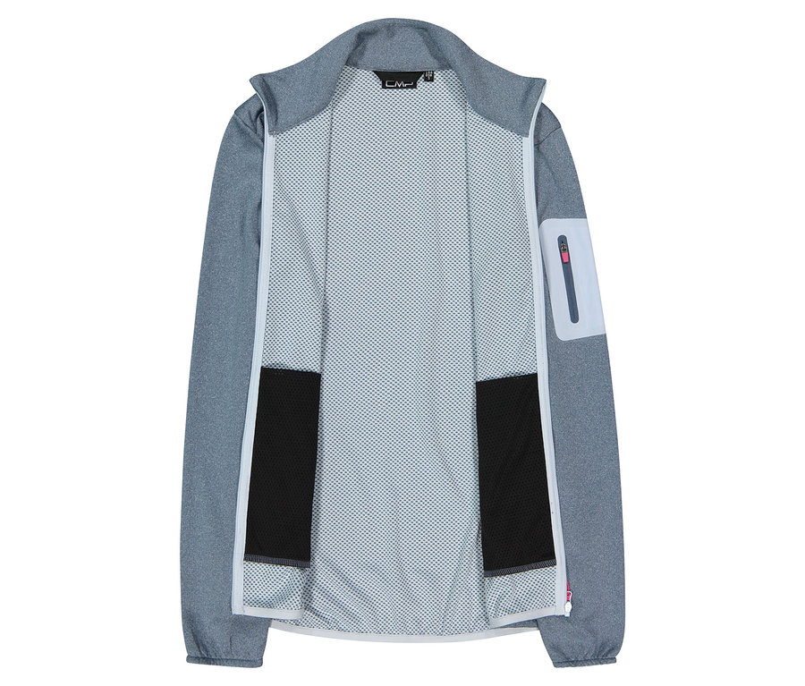 Otvorená svetlosivá bunda CMP s celoprepínacím zipsom a sieťovanou podšívkou.