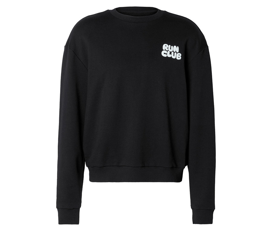 Čierna mikina s bielym nápisom "RUN CLUB" na hrudi.