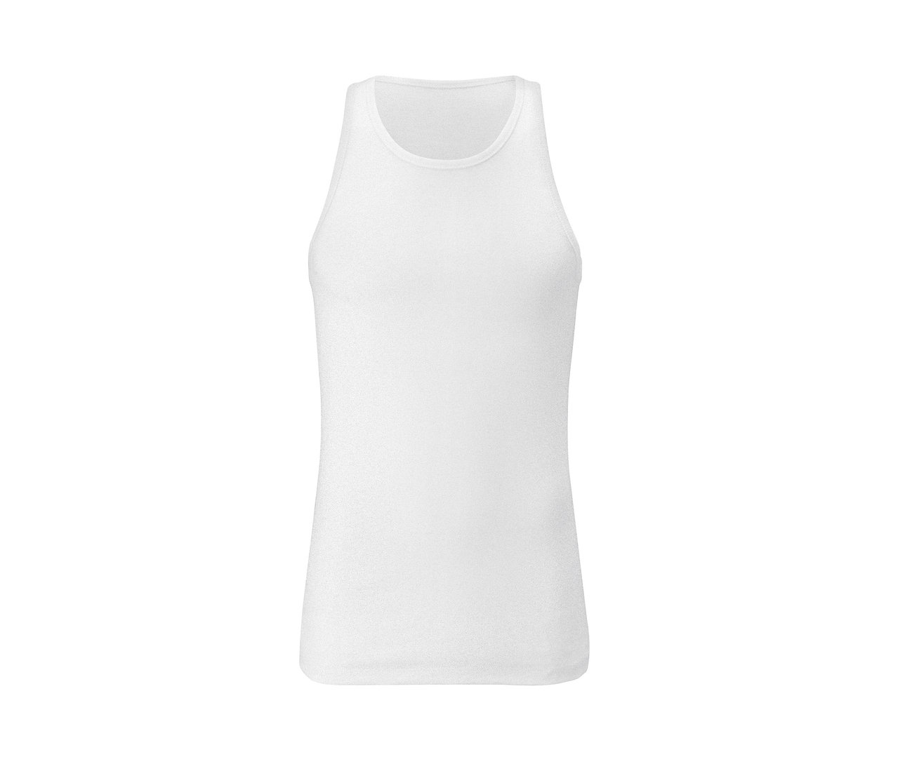 Detail bieleho pánskeho tielka z jemnej rebrovanej pleteniny, 2 ks.