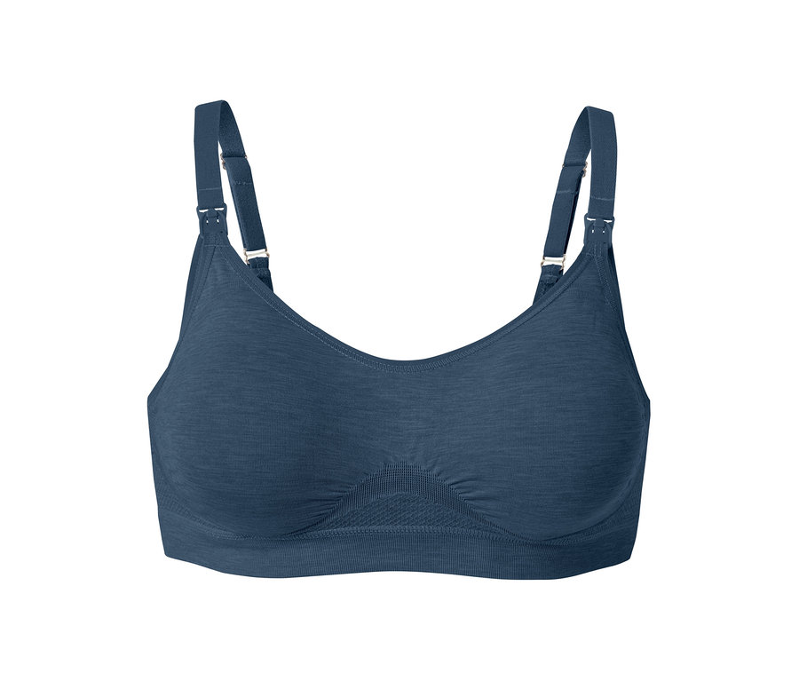 Modrá bezšvová podprsenka na dojčenie.