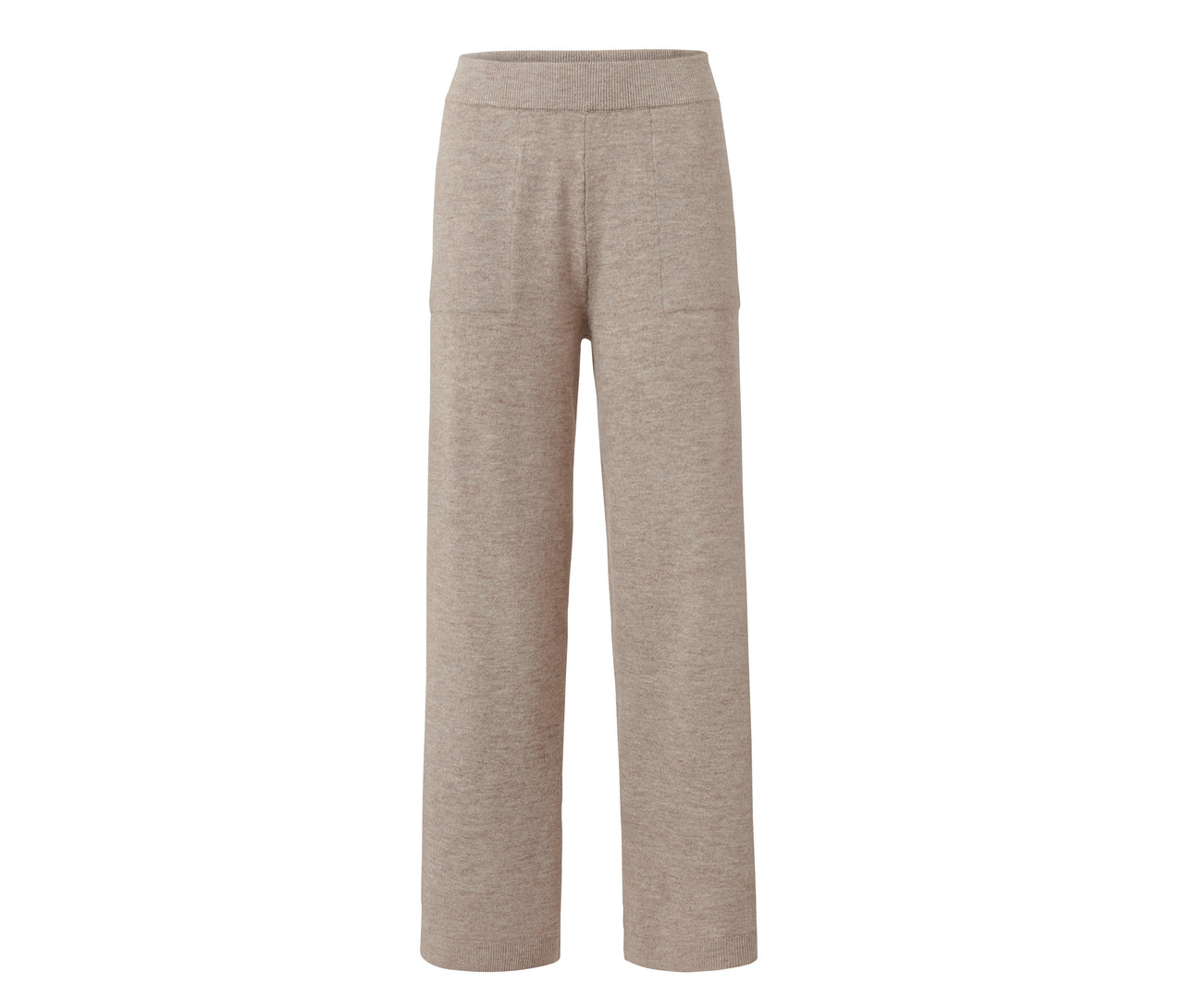 Béžové domáce nohavice z pleteniny s vreckami.