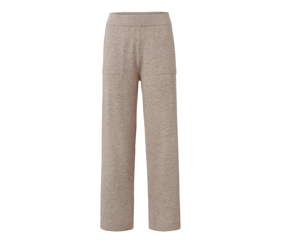 Béžové domáce nohavice z pleteniny s vreckami.