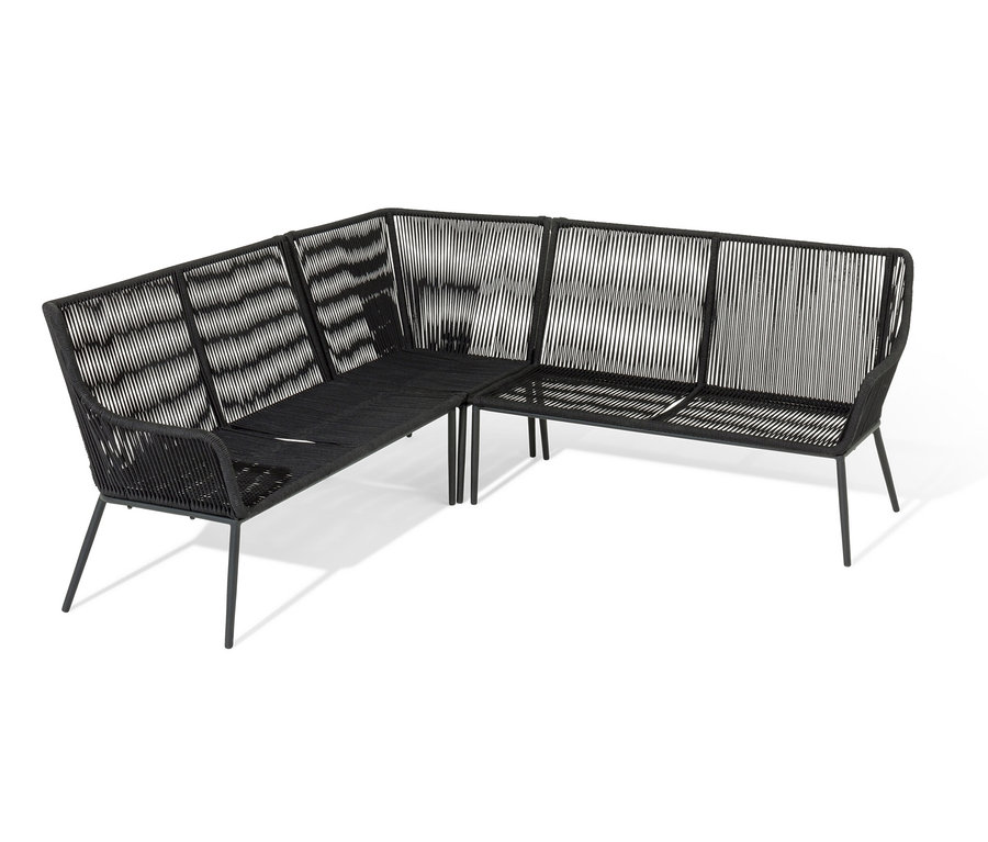 Rohová sedačka s textilným výpletom.