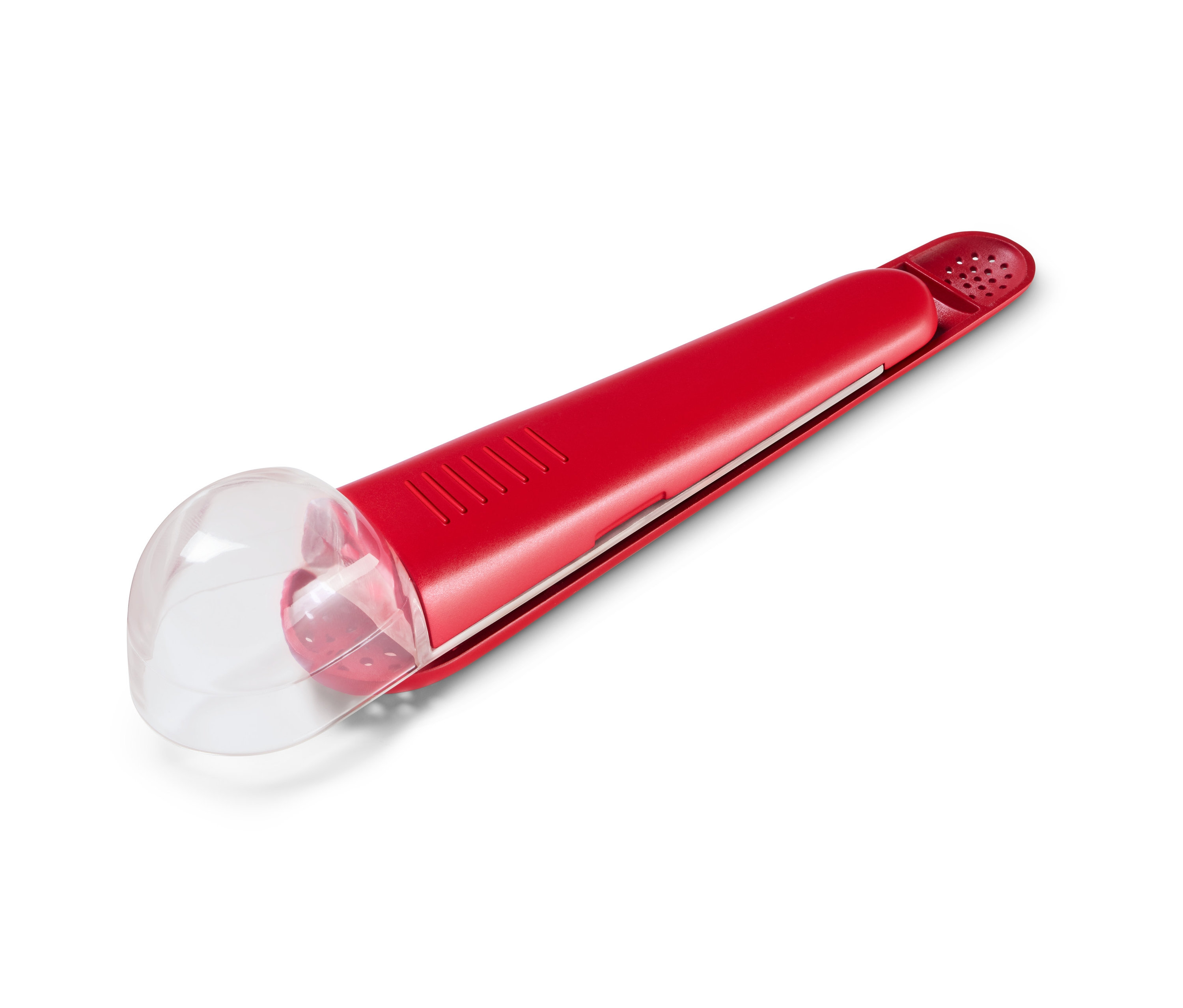 Červená pomôcka na sypanie práškového cukru.