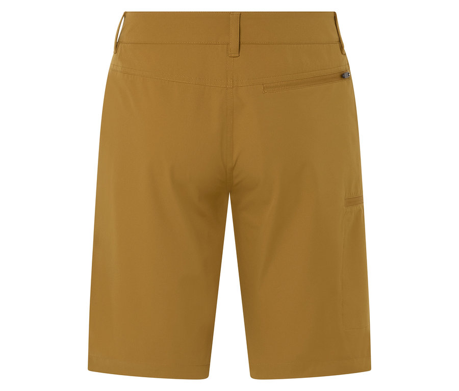 Detailný záber na zadnú časť khaki šortiek.