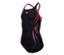 Čierny detský plavecký kostým arena Performance Poseidonia Swim Pro Back s ružovými detailmi.